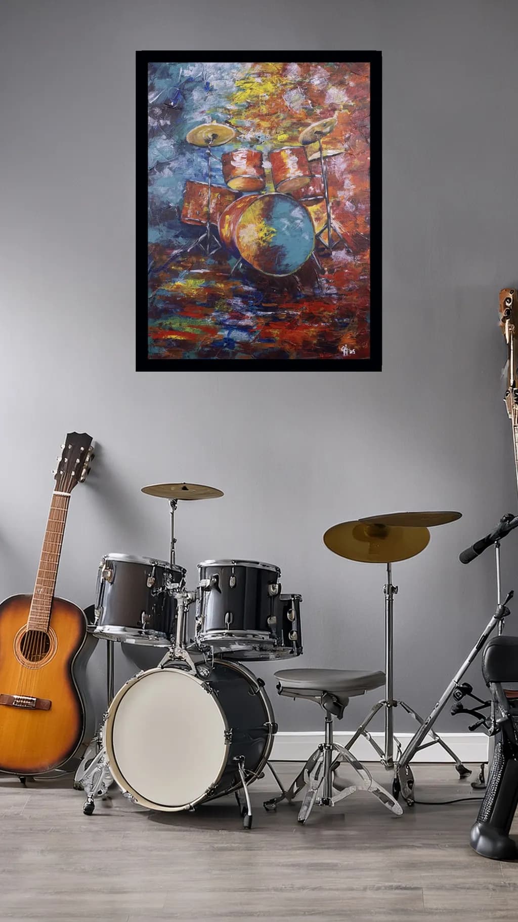 Rhythmic Vibrance: A Colorful Tribute to Drumming Passion