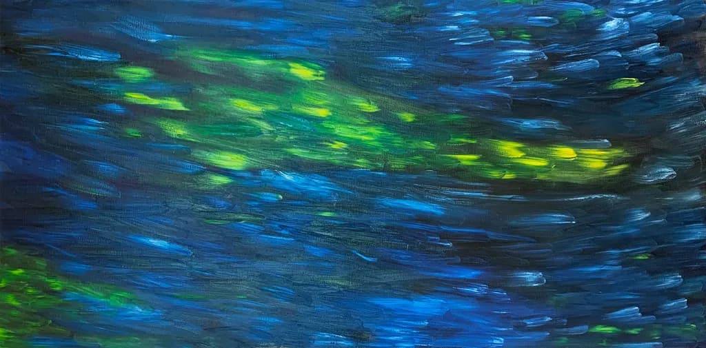 Whispers of the Deep: A Dance of Blue and Green in Abstract Harmony
