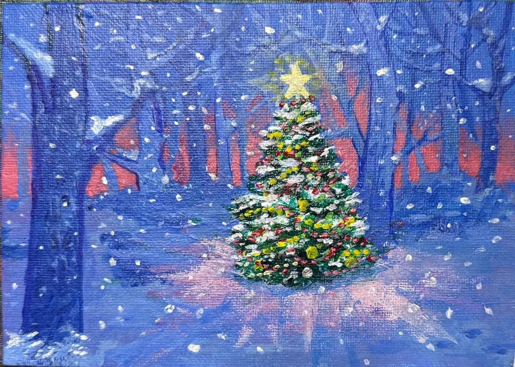 Christmas Tree in Forest Snow