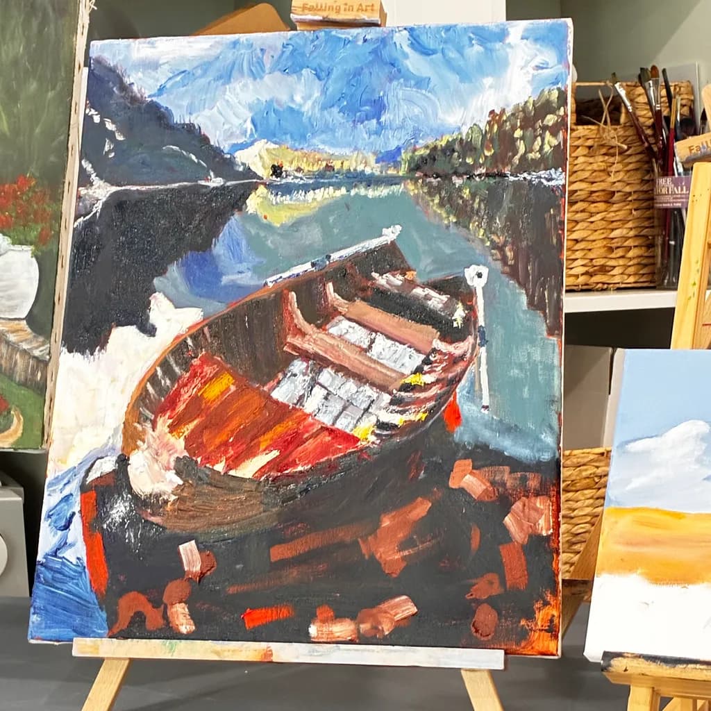 Rustic Boat on Lake