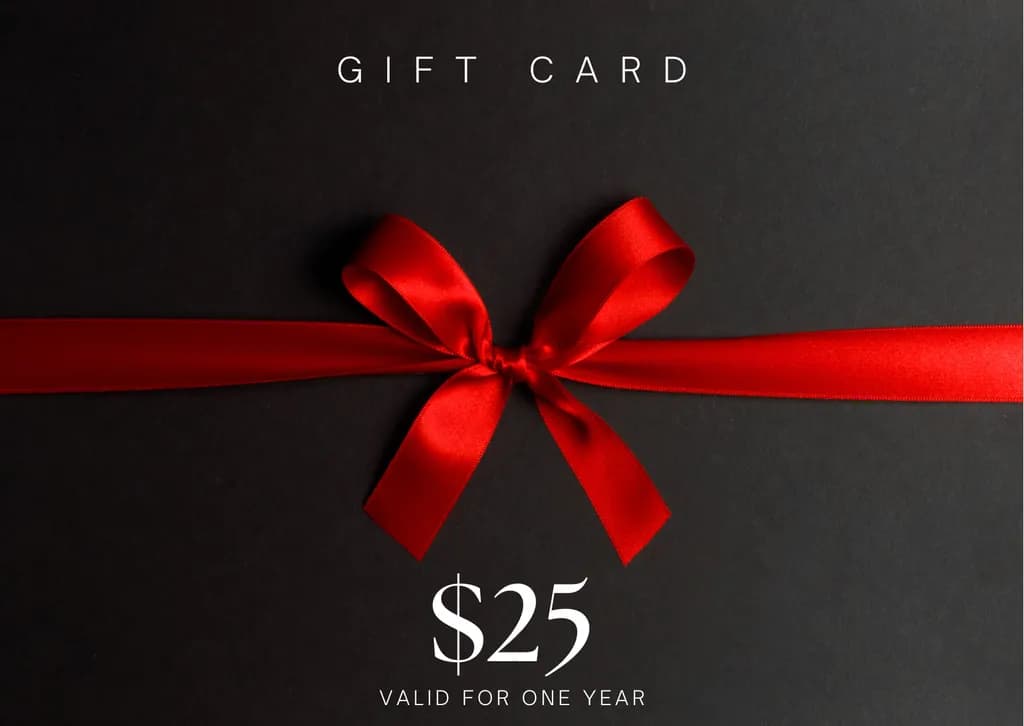 Elegant $25 Gift Card with Red Ribbon - Perfect for Any Occasion