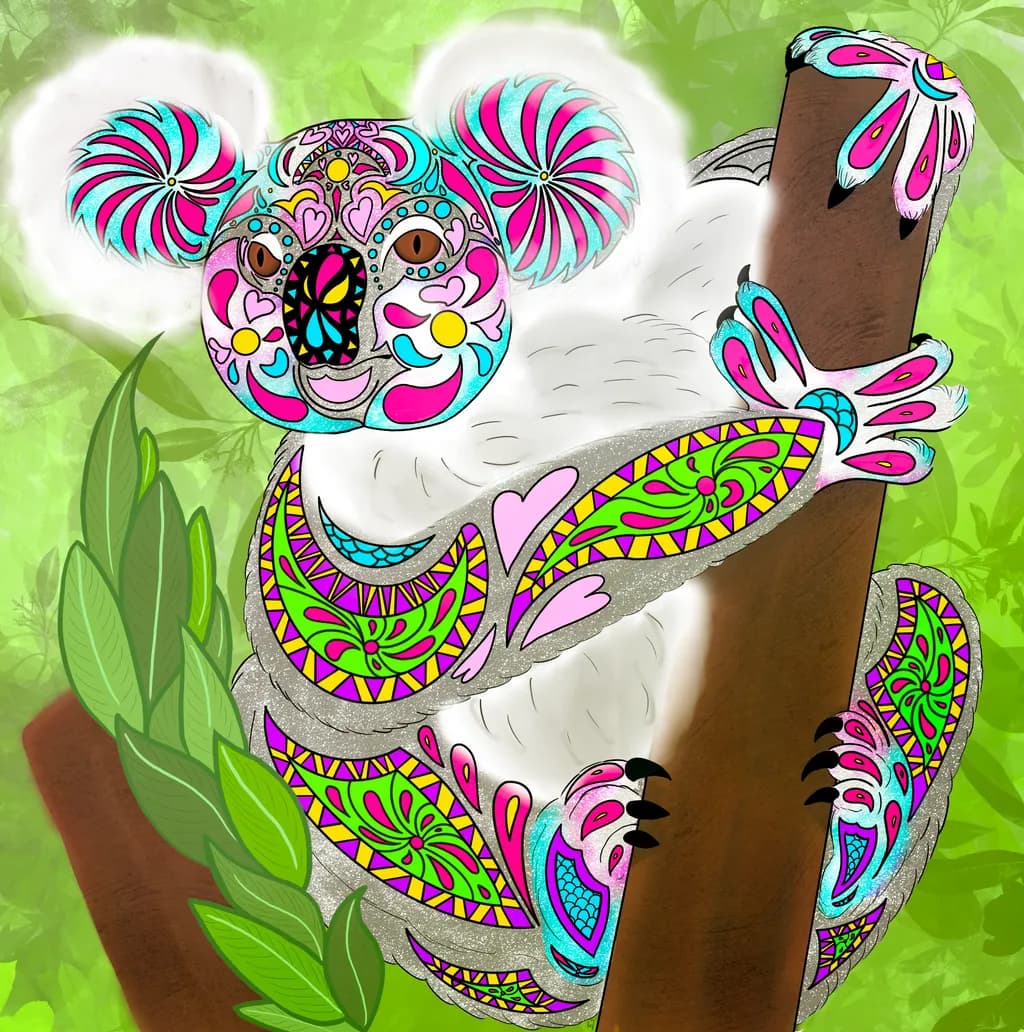 Vibrant Koala: A Kaleidoscope of Nature's Joy
