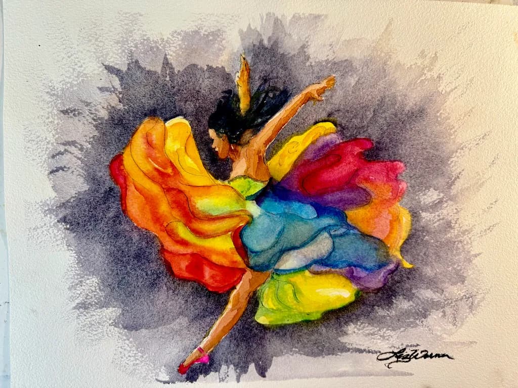 Vibrant Dance of Colors: A Watercolor Celebration of Movement and Emotion