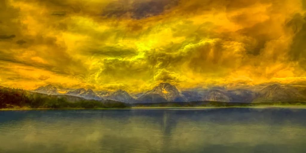 Golden Horizon: A Serene Reflection of Nature's Majesty