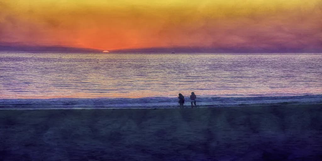 Whispers of Dusk: A Serene Sunset Embrace by the Shore