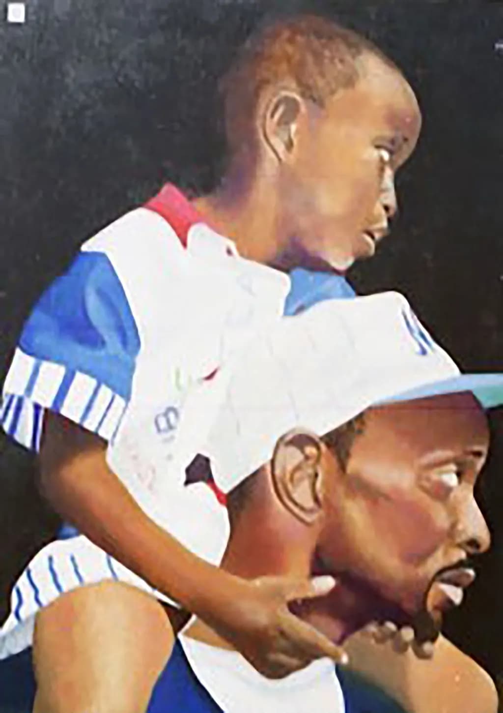 Generations of Strength: A Father and Son's Bond in Colorful Harmony