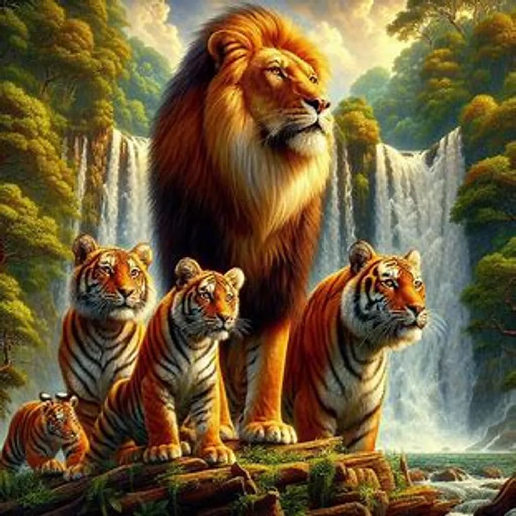 Lion, Tigers, and Waterfalls