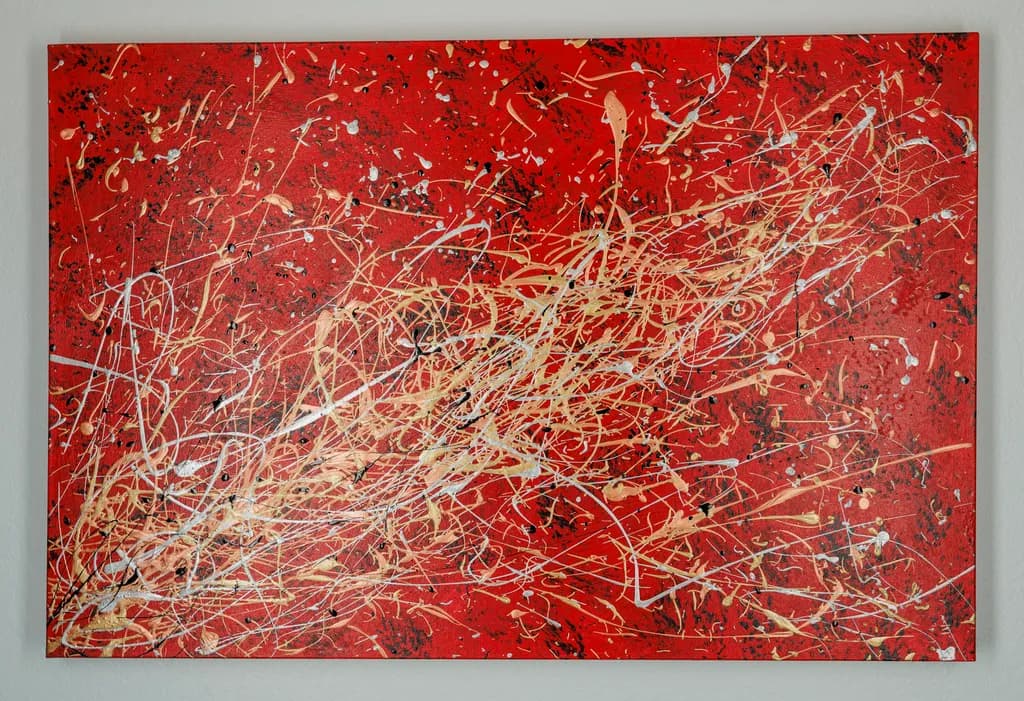 Energized Chaos: An Abstract Expression of Red and Texture