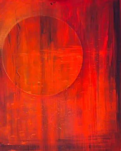 Radiant Revelations: A Playful Dance of Orange and Red Hues in Abstract Harmony