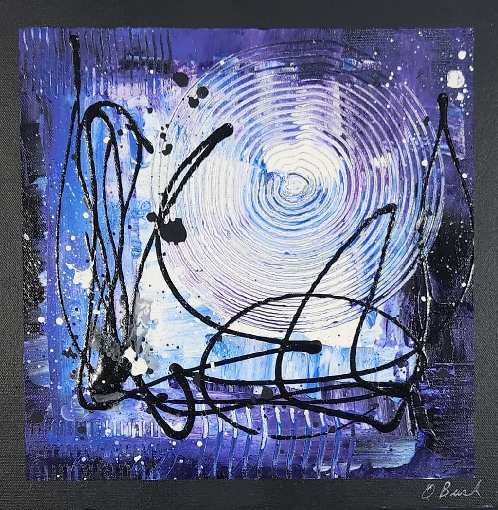 Whispers of the Cosmos: A Dance of Purple and Black Swirls