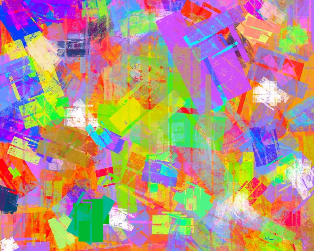 Vibrant Chaos: A Colorful Journey Through Abstract Layers