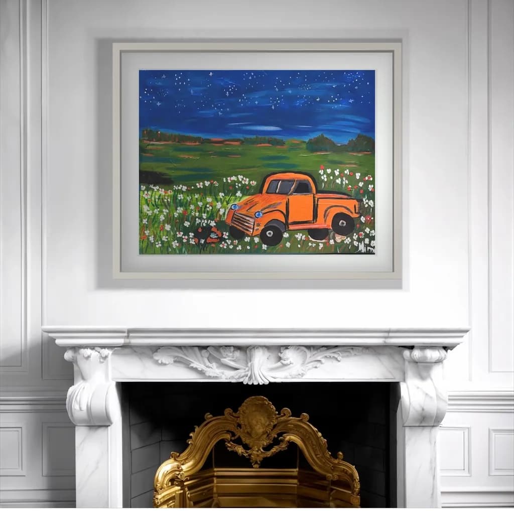 Orange Pickup Under Stars