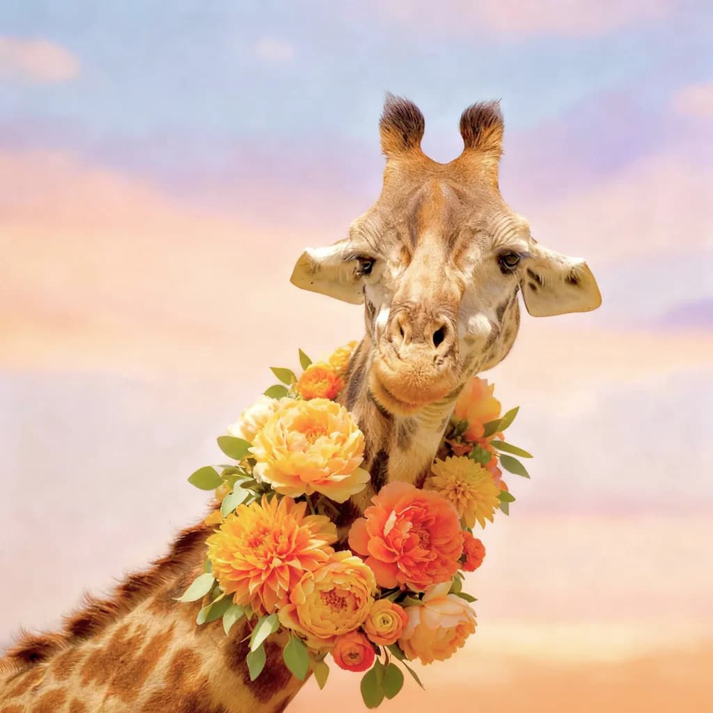 Floral Giraffe Elegance