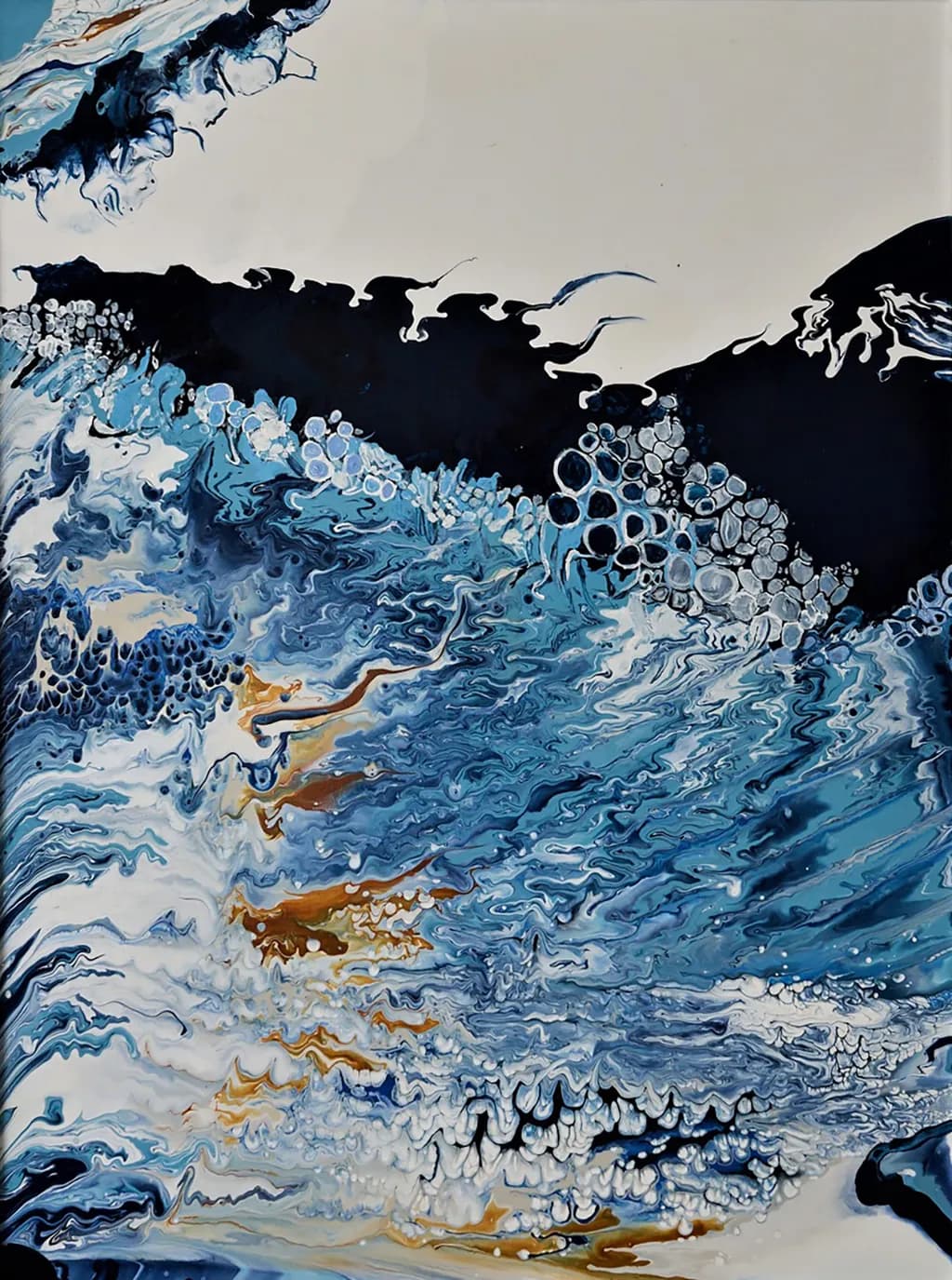 Whispers of the Ocean: An Abstract Dance of Blue and Texture