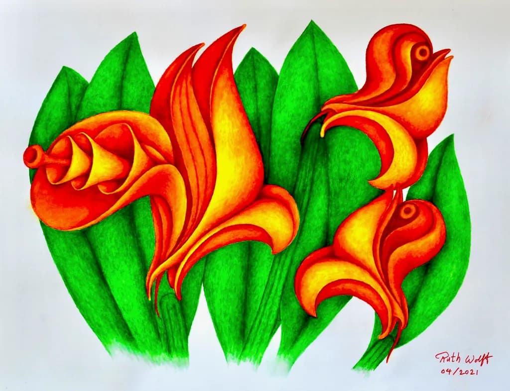 Floral Birds and Leaves