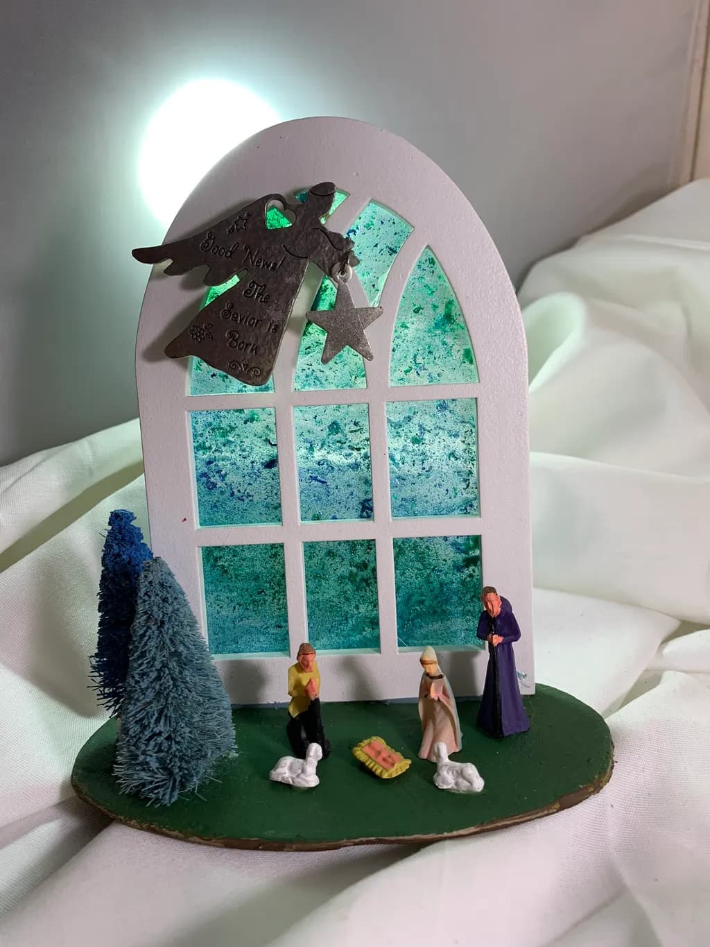 Heavenly Whispers: A Mixed Media Nativity Scene Celebrating the Savior's Birth
