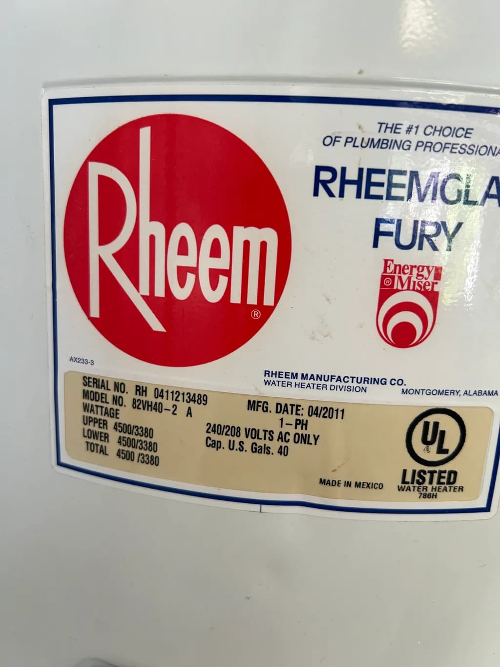 RheemGlas Fury
