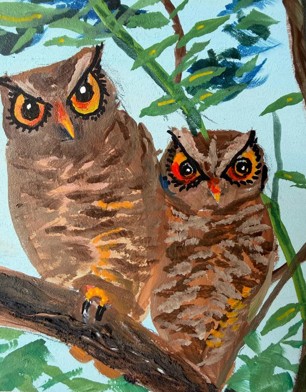 Owls on Branch