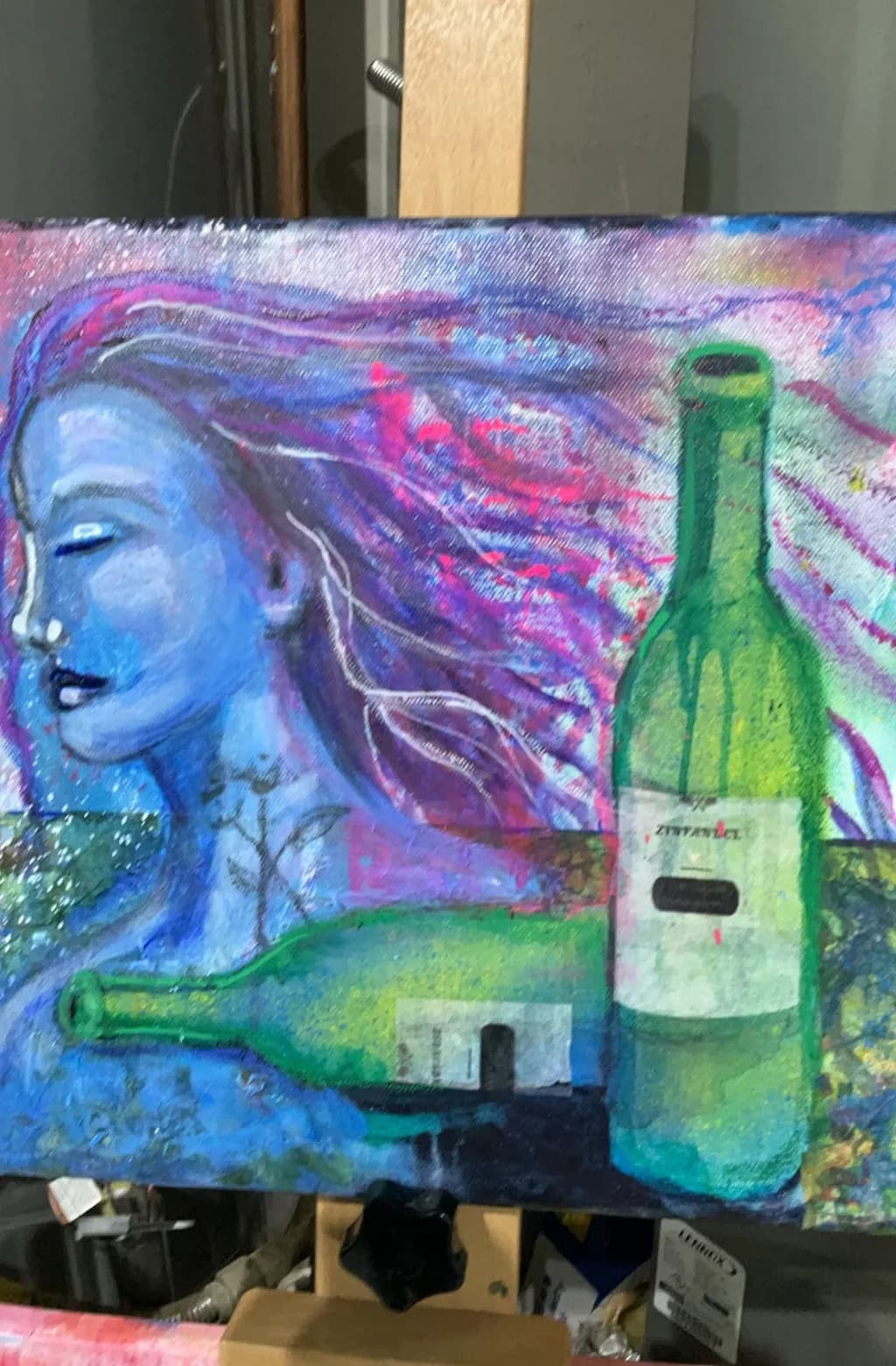 Blue Woman with Bottles