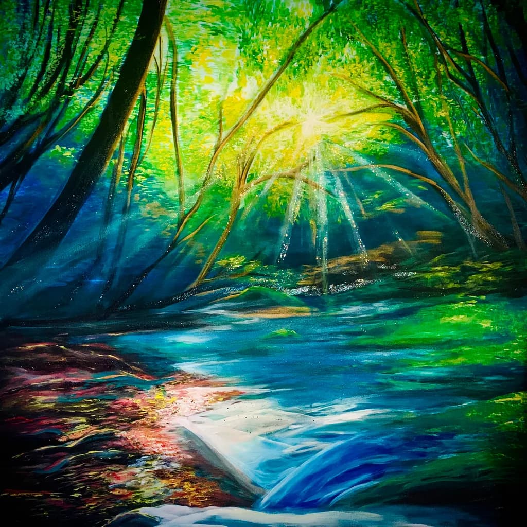 Sunlit Forest Stream
