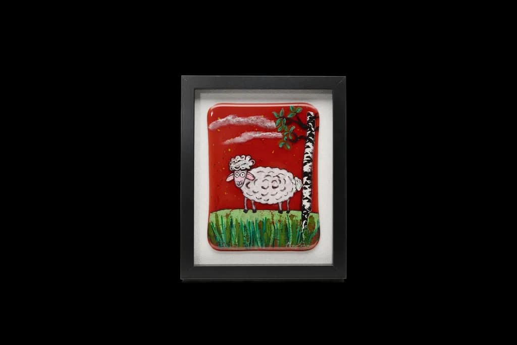 Whimsical Red Sheep: A Playful Portrait of Pastoral Charm
