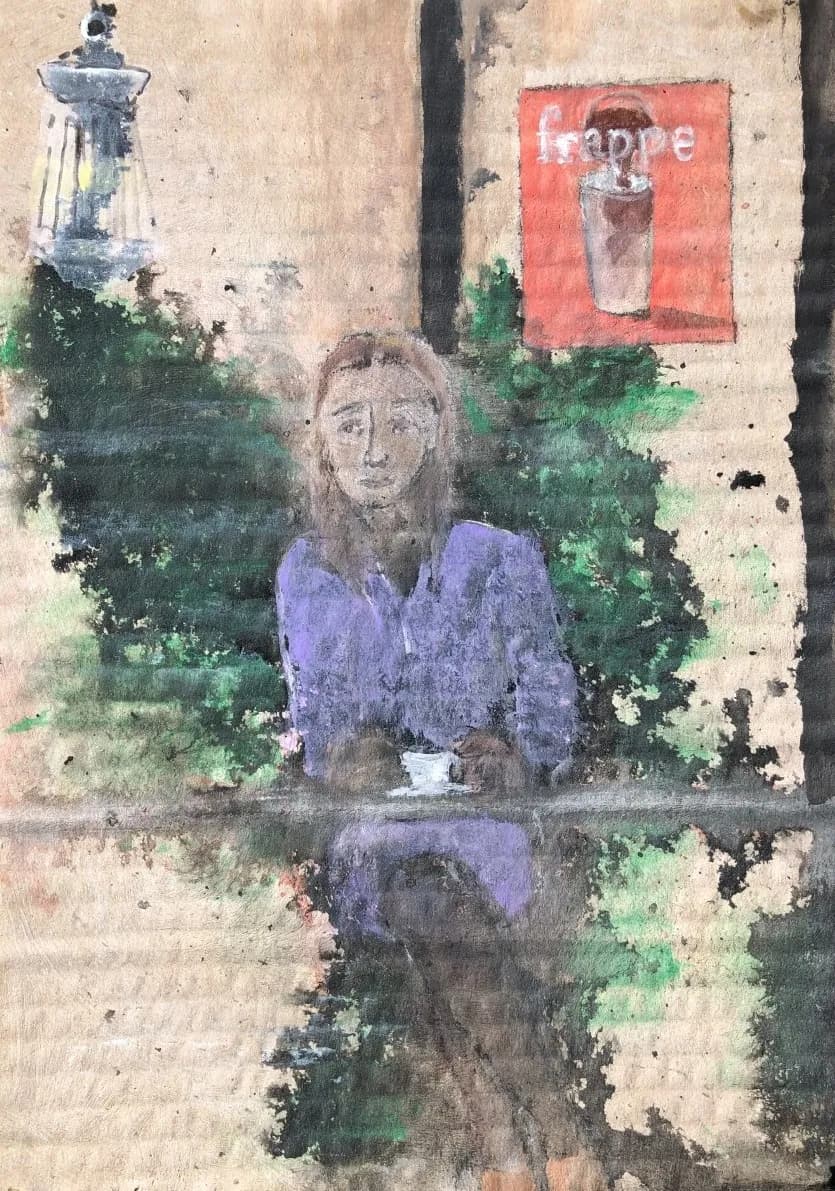 Whispers of Solitude: A Moment in Purple and Green