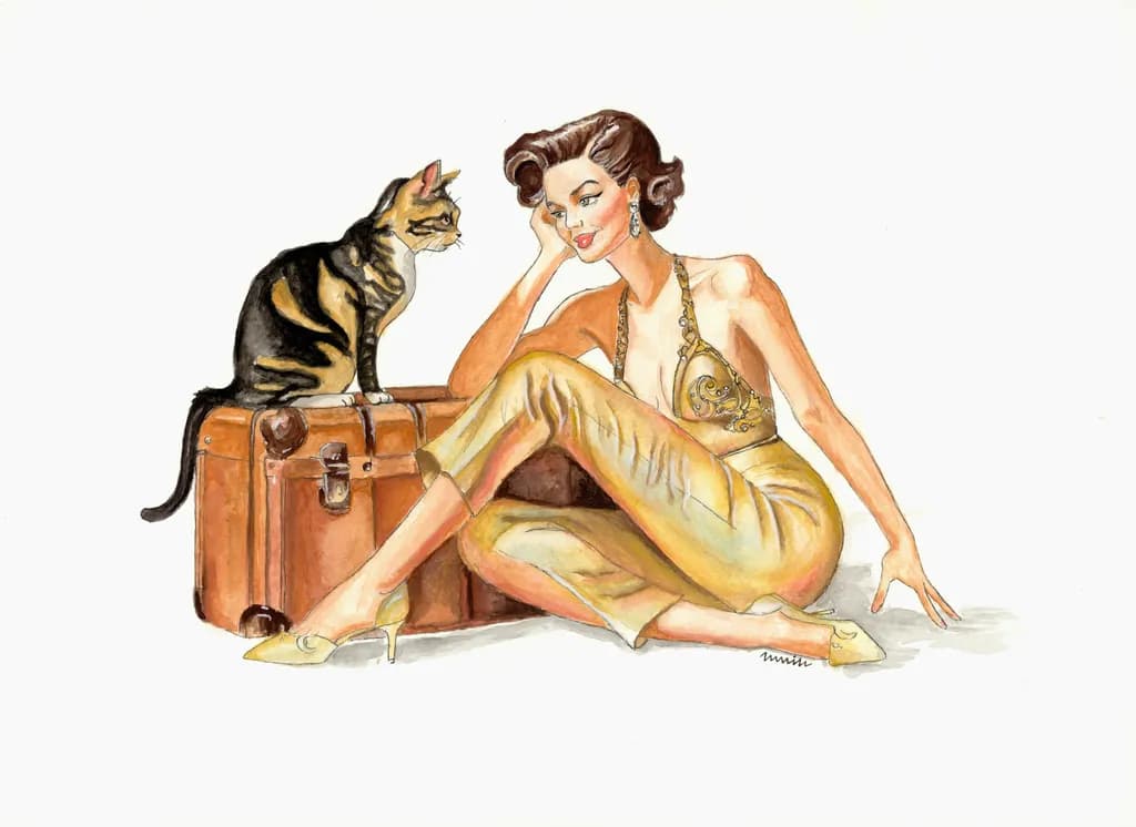 Vintage Elegance: A Glamorous Encounter with Feline Charm