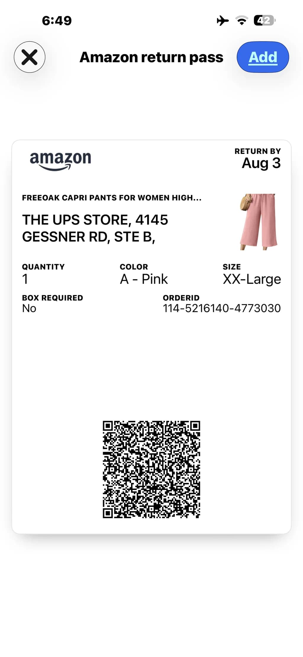 Pink Capri Return Pass