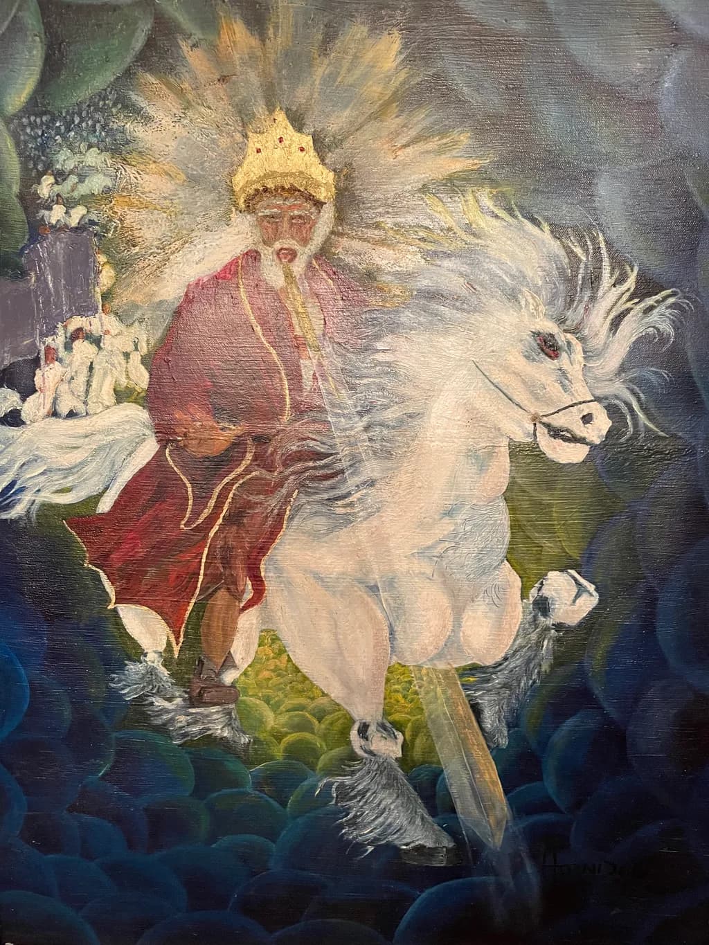 Majestic Royalty: The Divine Rider on a Celestial Steed