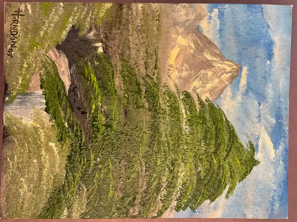 Whispers of the Evergreen: A Serene Mountain Landscape in Vibrant Hues