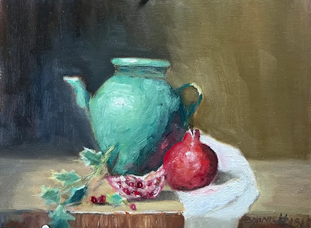 Teapot and Pomegranate Still Life