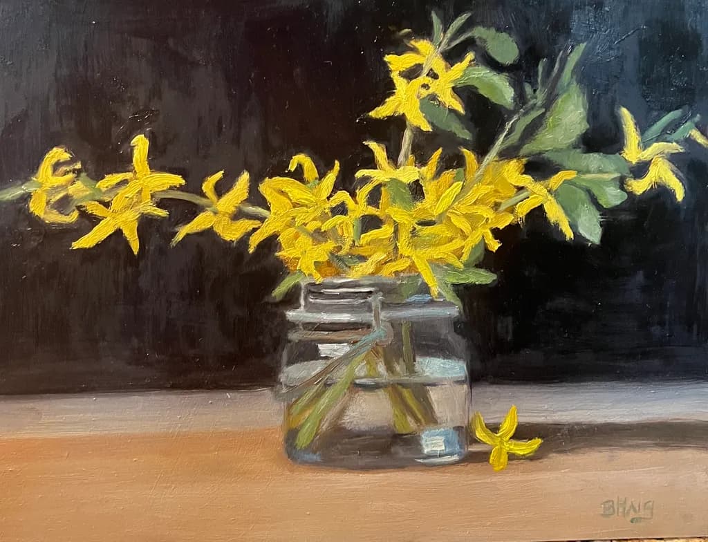 Yellow Flowers in Glass Jar
