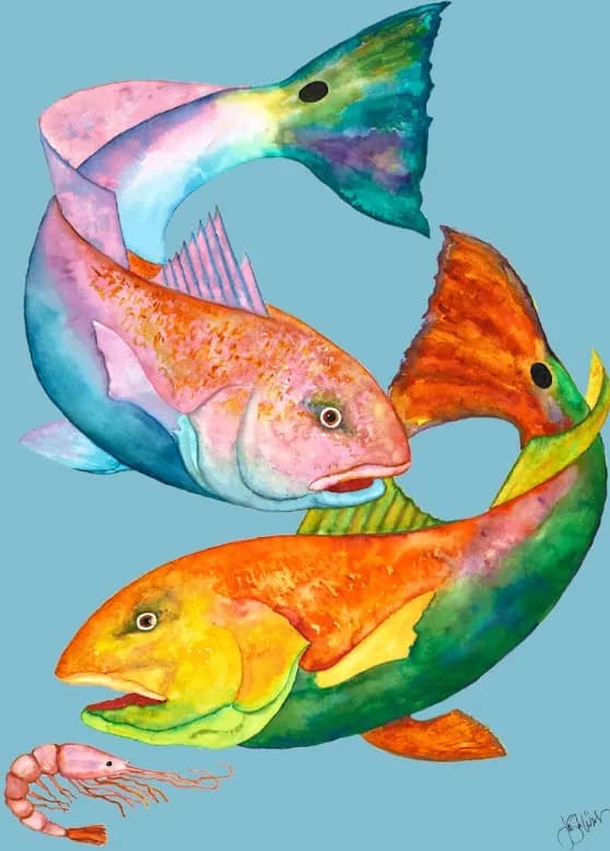 Vibrant Underwater Symphony: A Colorful Dance of Fish and Shrimp