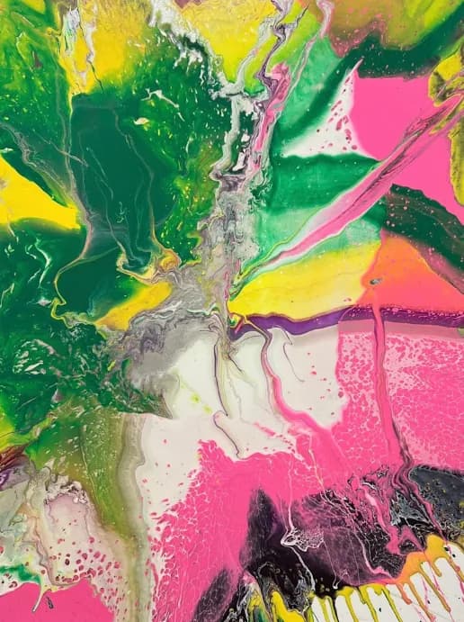 Vibrant Abstract Fluid Art Print — Pink & Green Acrylic