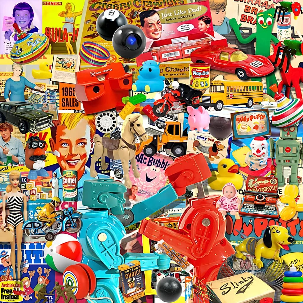 Nostalgic Fusion: A Colorful Journey Through Playful Memories and Cultural Icons