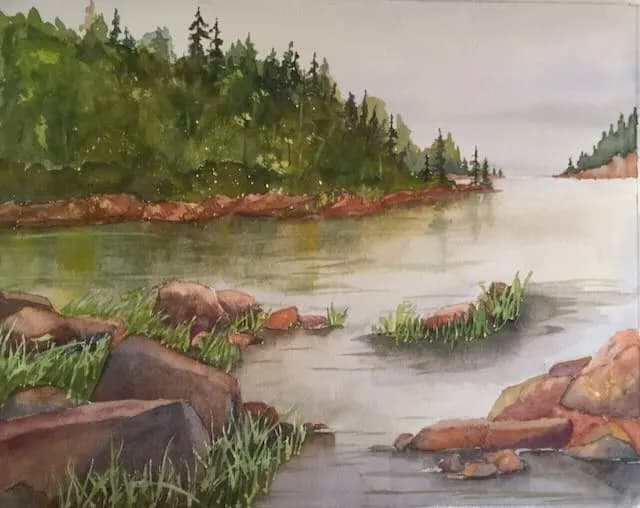 A Peaceful Haven: The Essence of Acadia in Watercolor