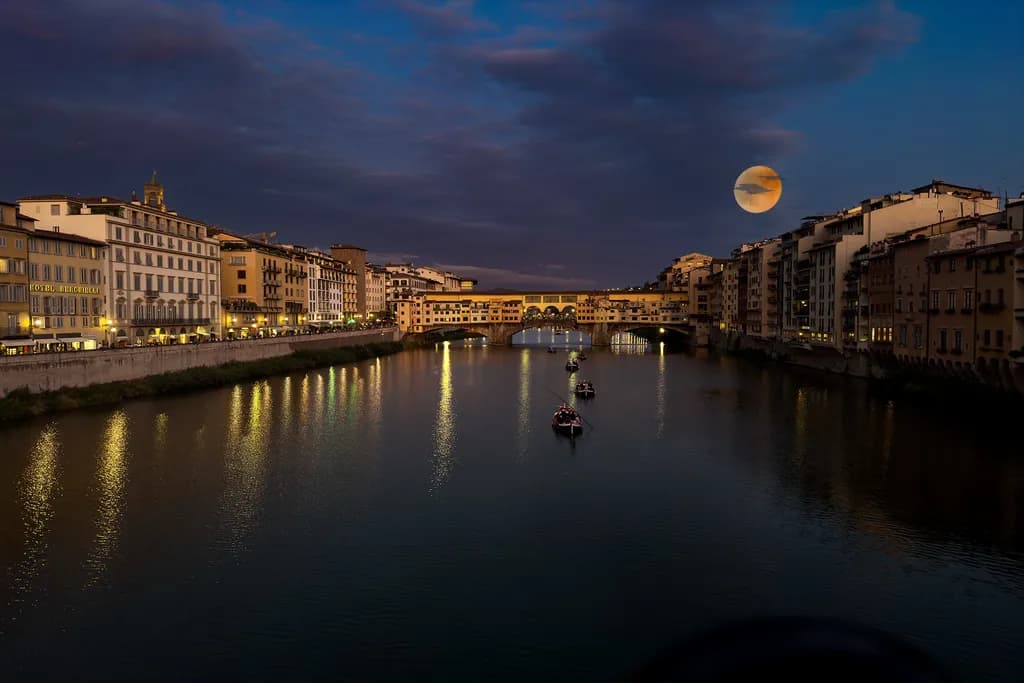 Supermoon over Ponte Vecchio