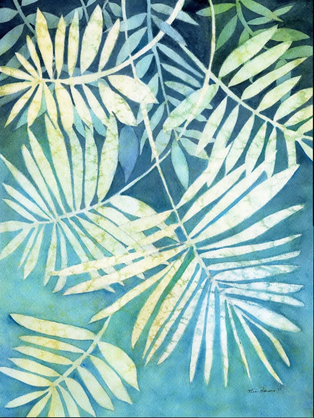 Whispers of Nature: A Serene Watercolor Journey Through Leafy Layers