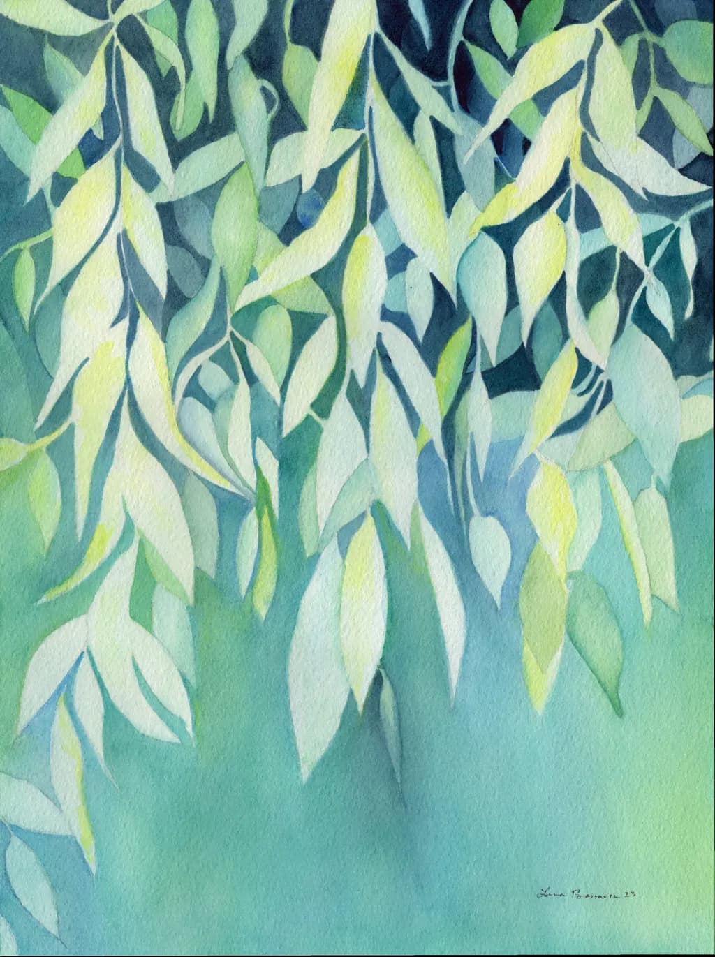 Whispers of Nature: A Serene Watercolor Journey Through Leafy Hues