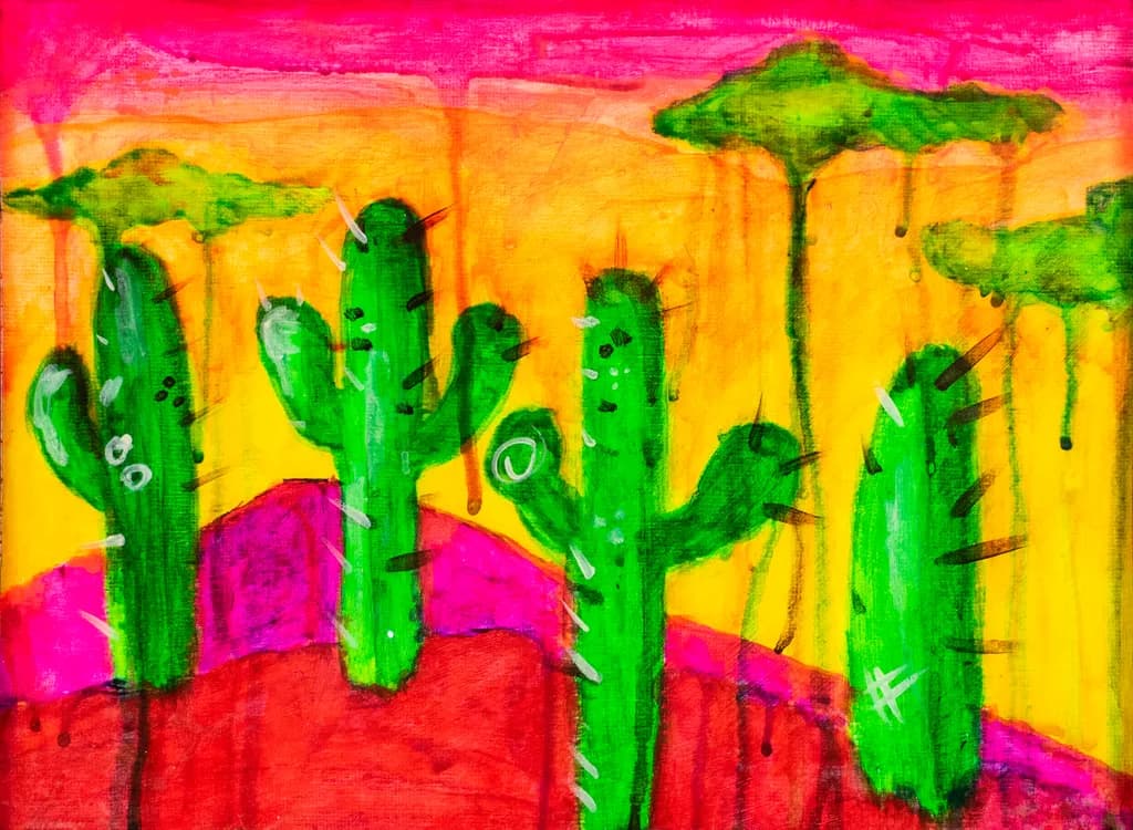Four Cacti at Sunrise