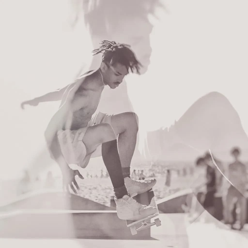 Skateboard Double Exposure
