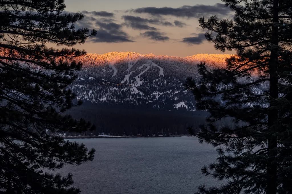 "Mountain Glow: Alpenglow at Diamond Peak"