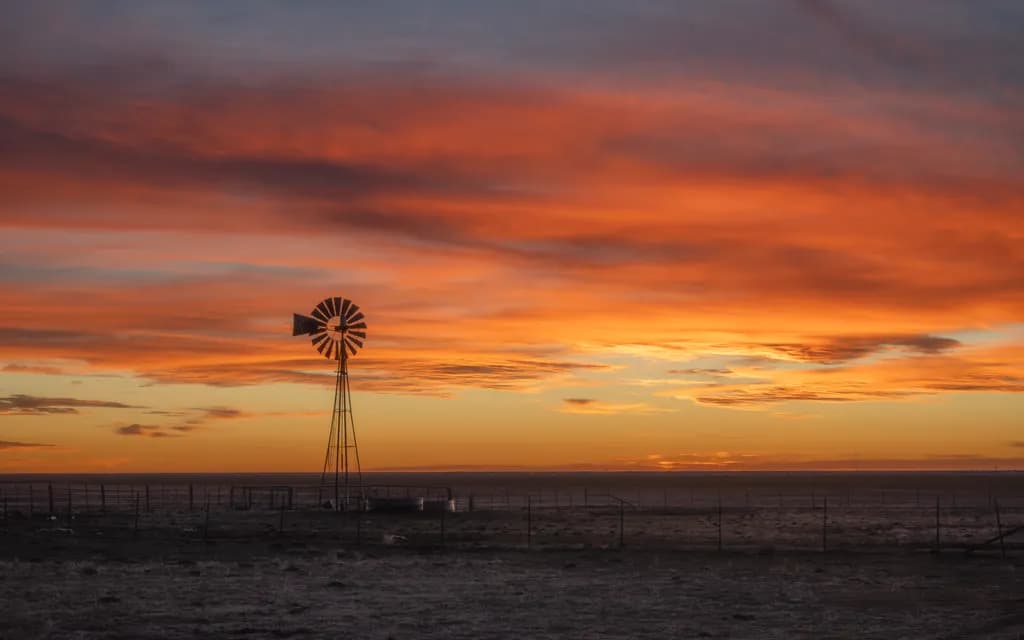 "A Texas Panhandle Windmill at Sunset"