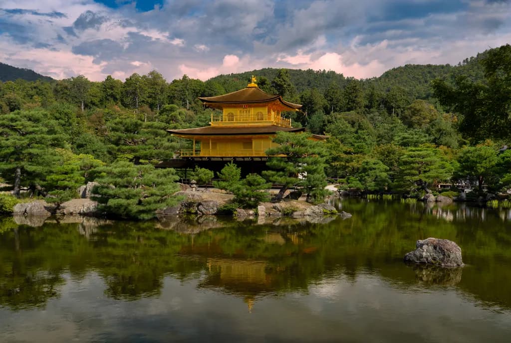 Golden Serenity: A Tranquil Reflection of Nature's Architecture in the Heart of the Temple Landscape