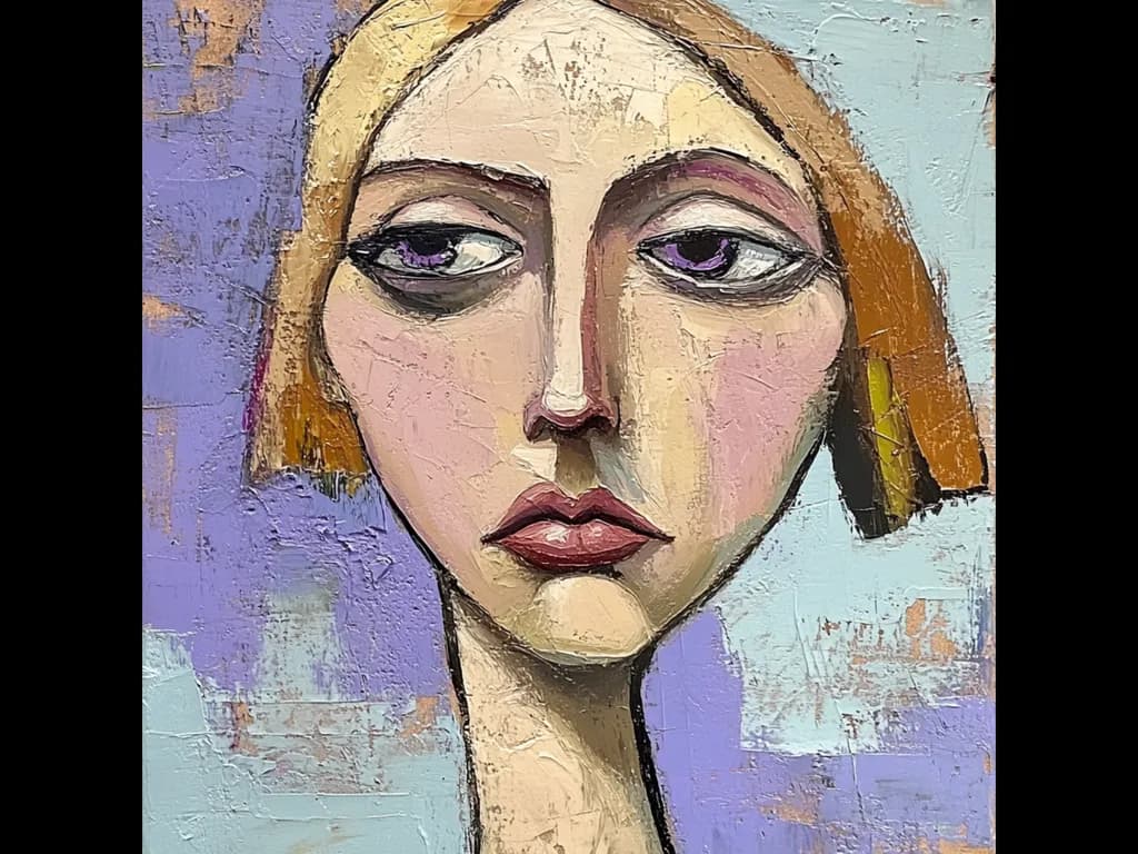 Whispers of Solitude: A Portrait of Contemplation in Colorful Expressionism
