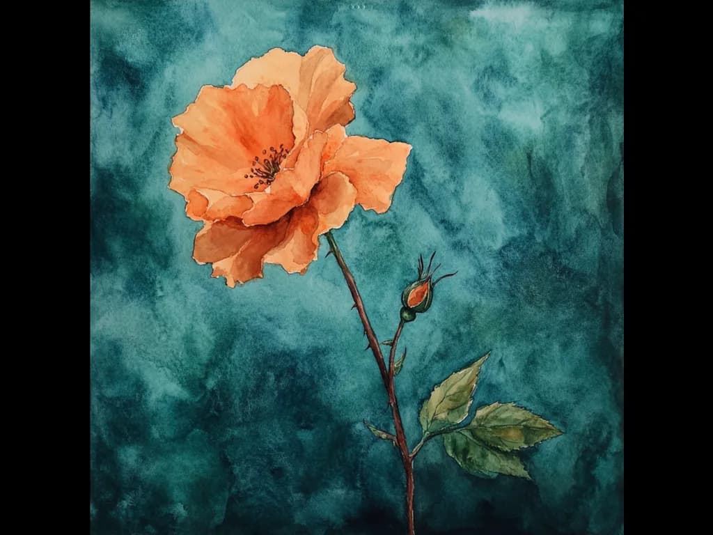 Blossom of Serenity: A Watercolor Journey Through Nature's Beauty