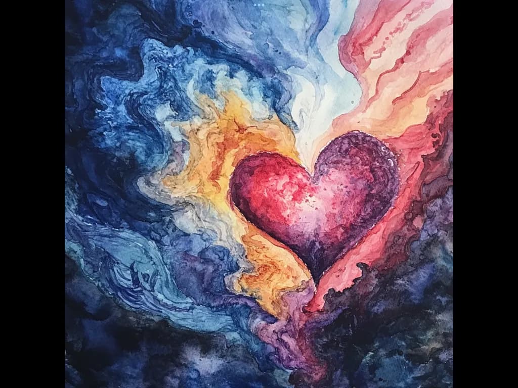 Ethereal Heart: A Cosmic Dance of Color and Emotion