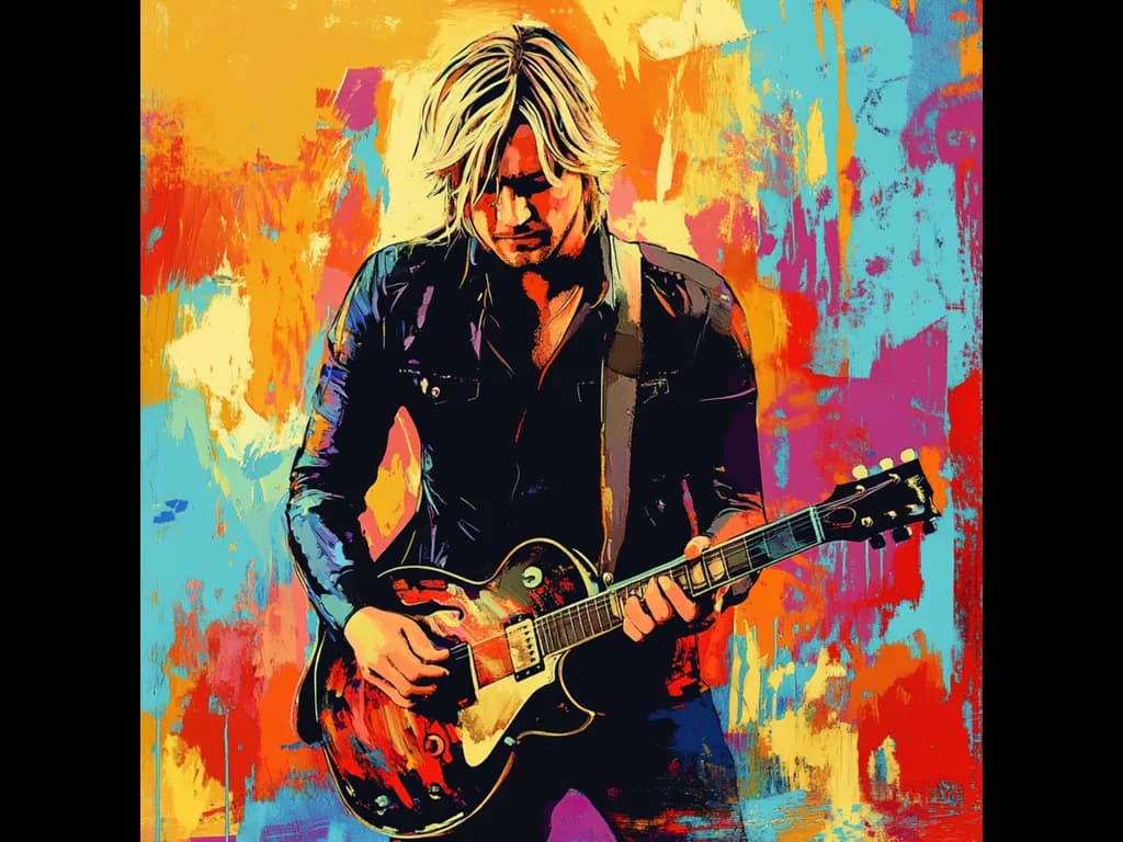 Vibrant Strings: The Colorful Expression of a Guitarist's Performance