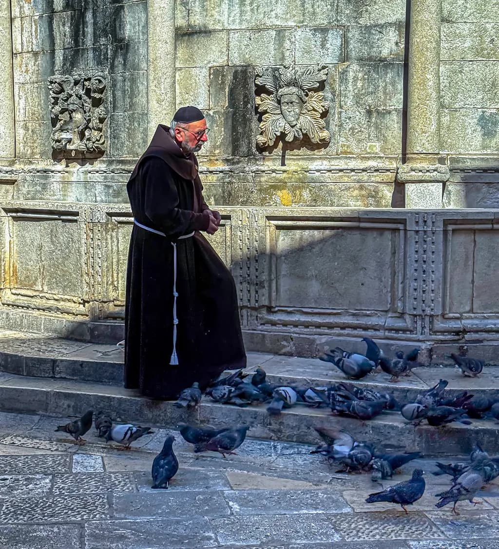 Monk with Pigeons
