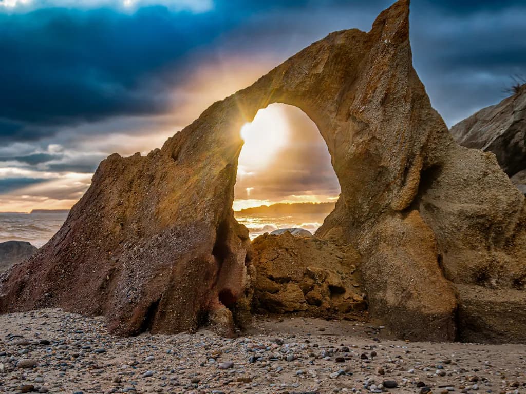 Beach Rock Arch Sunset